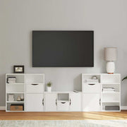 Tv-meubel 5-delig massief grenenhout wit modulair