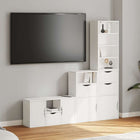 Tv-meubel massief grenenhout wit 4-delig modulair