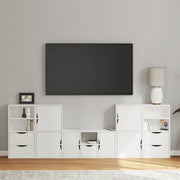 Tv-meubel 5-delig massief grenenhout wit