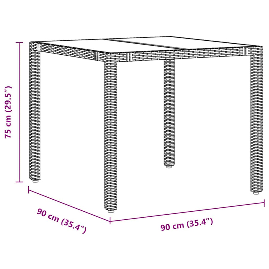 Tuin eettafelset 3 pcs Zwart poly rattan
