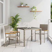Garden dining set 3 pcs Grey poly rattan