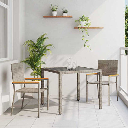 Tuin eettafelset 3 pcs Grijs poly rattan