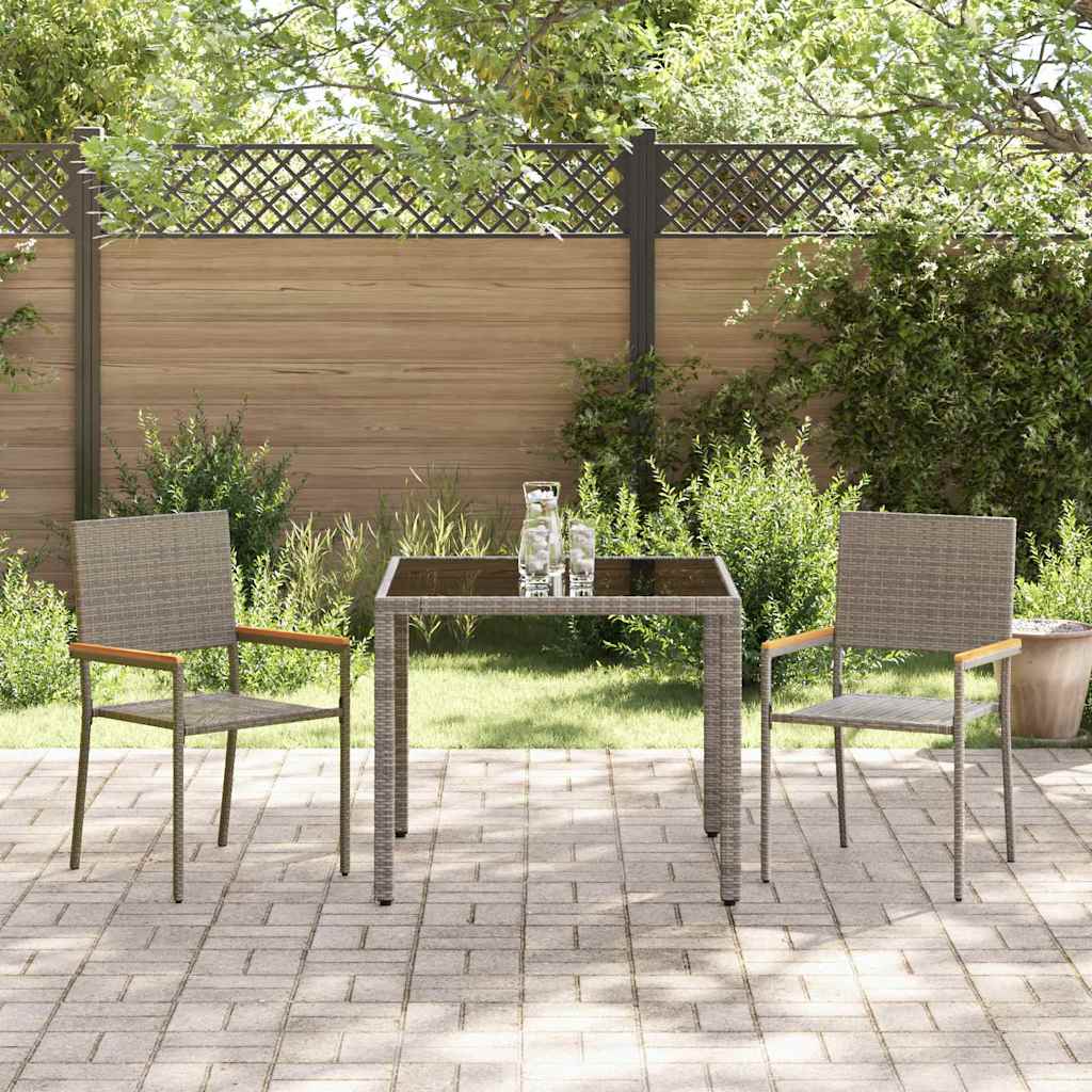 Tuin eettafelset 3 pcs Grijs poly rattan