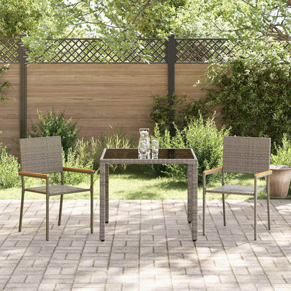Tuin eettafelset 3 pcs Grijs poly rattan