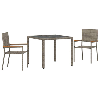 Tuin eettafelset 3 pcs Grijs poly rattan