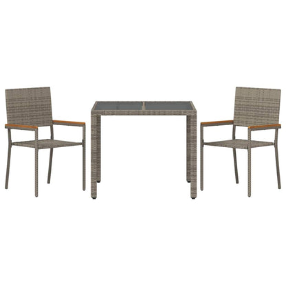 Tuin eettafelset 3 pcs Grijs poly rattan