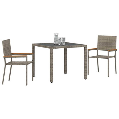 Tuin eettafelset 3 pcs Grijs poly rattan