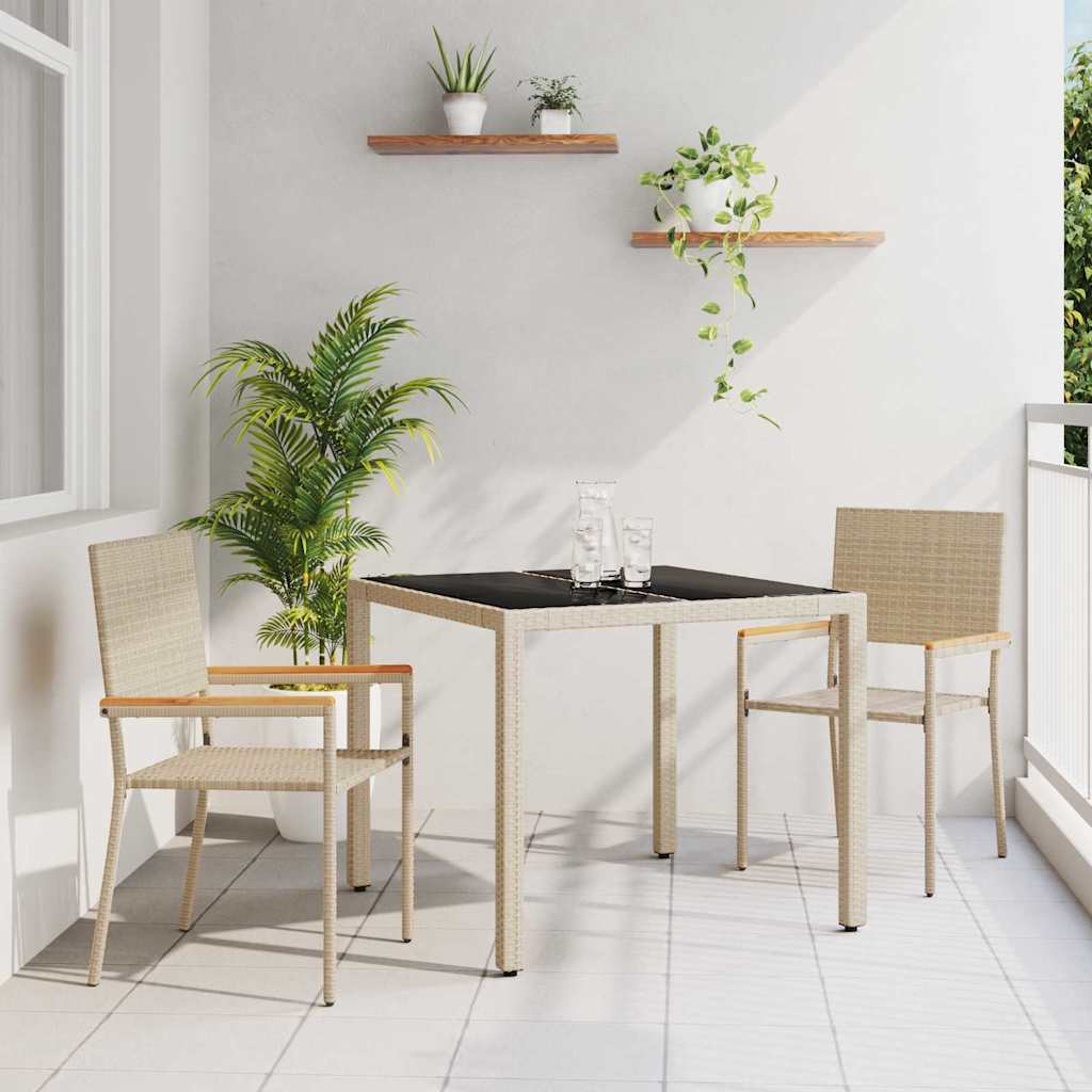 Tuin eettafelset 3 pcs Beige poly rattan