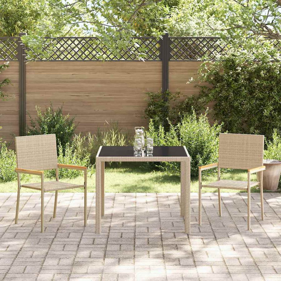 Tuin eettafelset 3 pcs Beige poly rattan