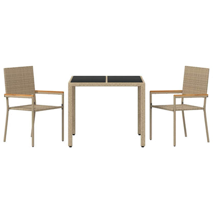 Tuin eettafelset 3 pcs Beige poly rattan