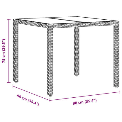 Tuin Eettafelset 5 Pcs Poly Rattan Vierzitsbank 90 cm tafellengte Zwart