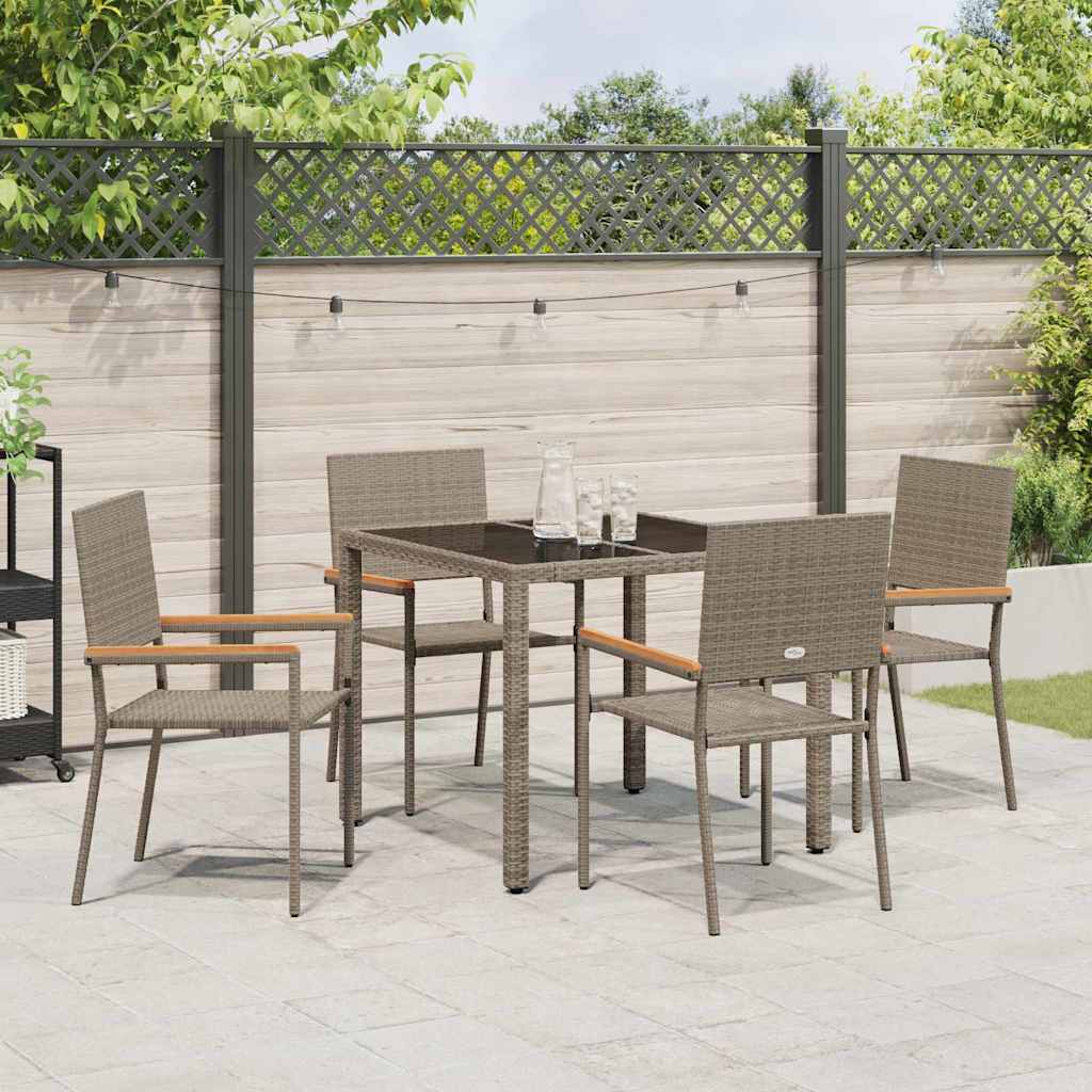 Tuin eettafelset 5 pcs Grijs poly rattan