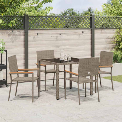 Tuin eettafelset 5 pcs Grijs poly rattan