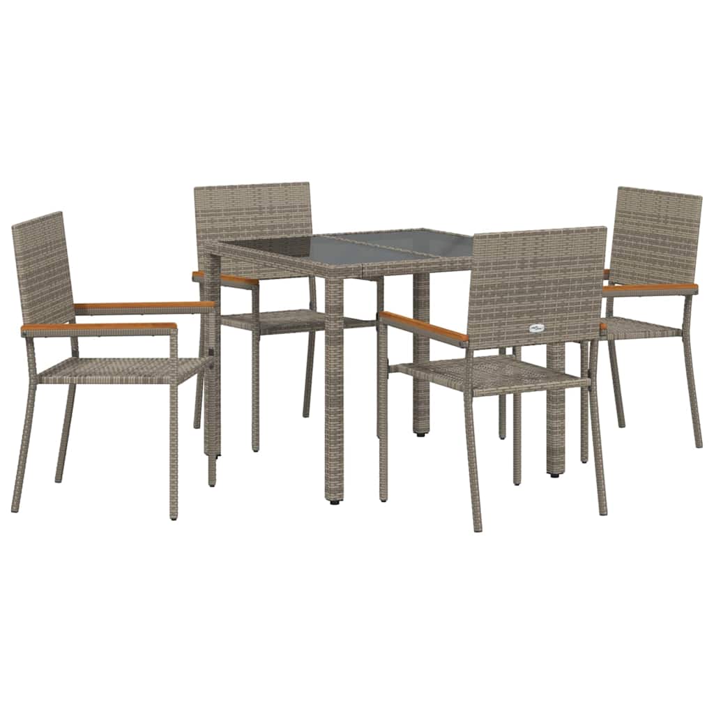 Tuin eettafelset 5 pcs Grijs poly rattan