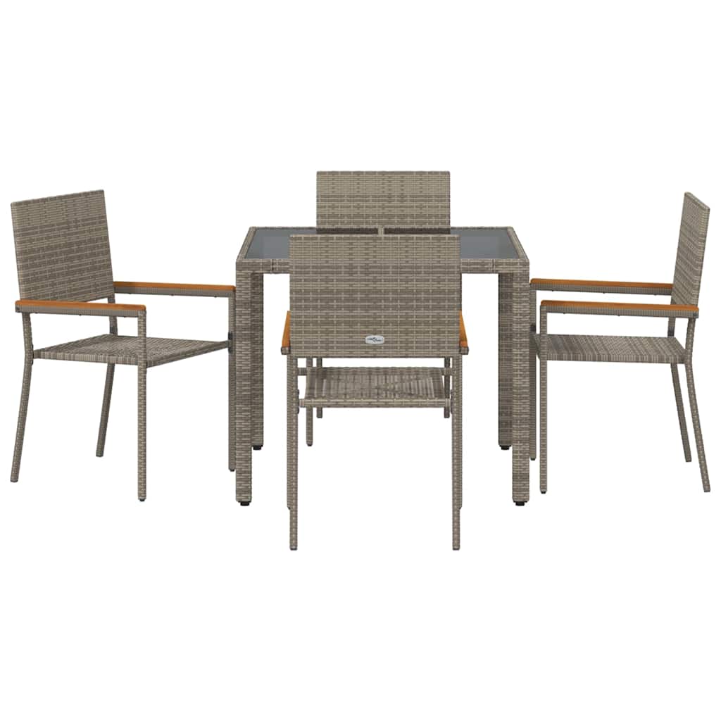 Tuin eettafelset 5 pcs Grijs poly rattan