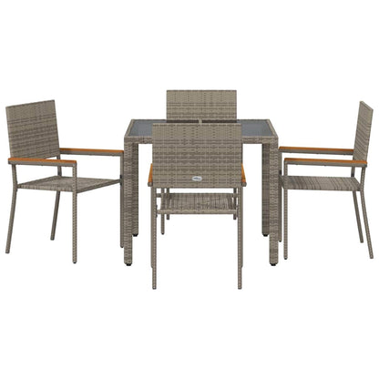Tuin eettafelset 5 pcs Grijs poly rattan