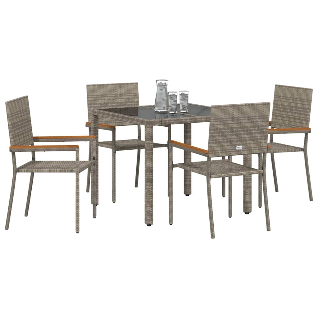 Tuin eettafelset 5 pcs Grijs poly rattan