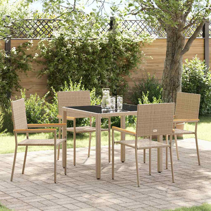 Tuin eettafelset 5 pcs Beige poly rattan