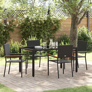 Outdoor dining set 5 pcs Black poly rattan