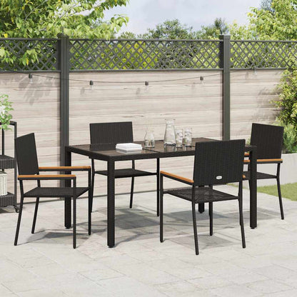 Tuin eettafelset 5 pcs Zwart poly rattan