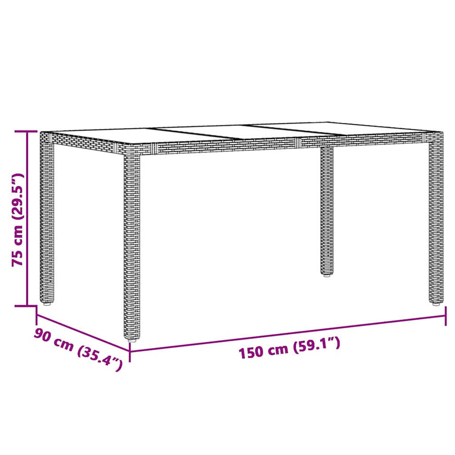 Tuin eettafelset 5 pcs Zwart poly rattan