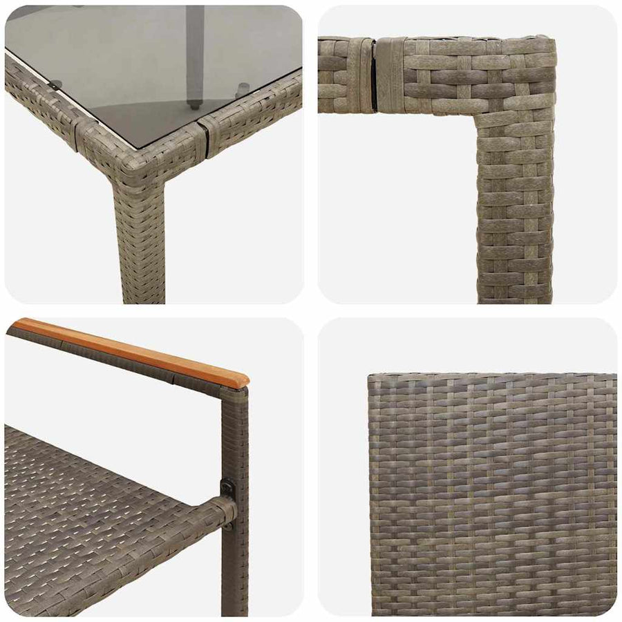 Tuin eettafelset 5 pcs Grijs poly rattan