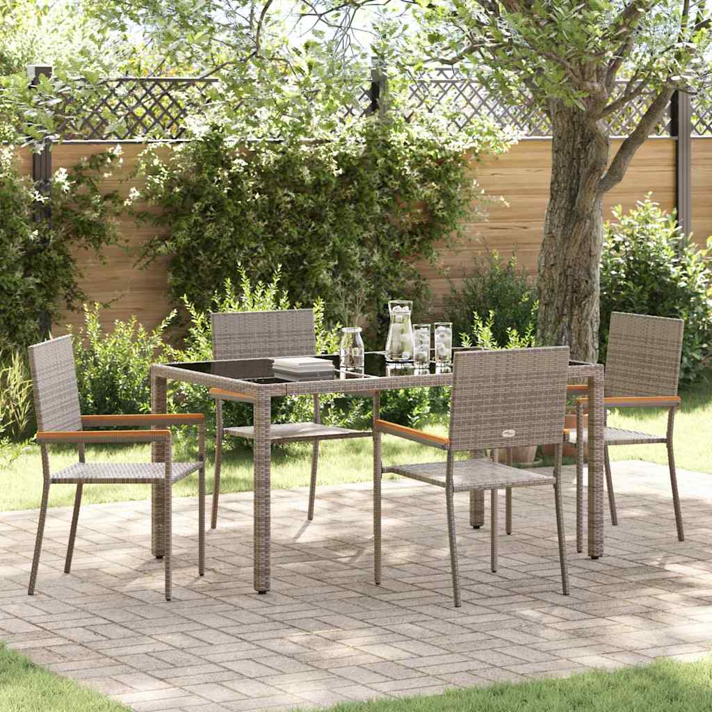 Tuin eettafelset 5 pcs Grijs poly rattan