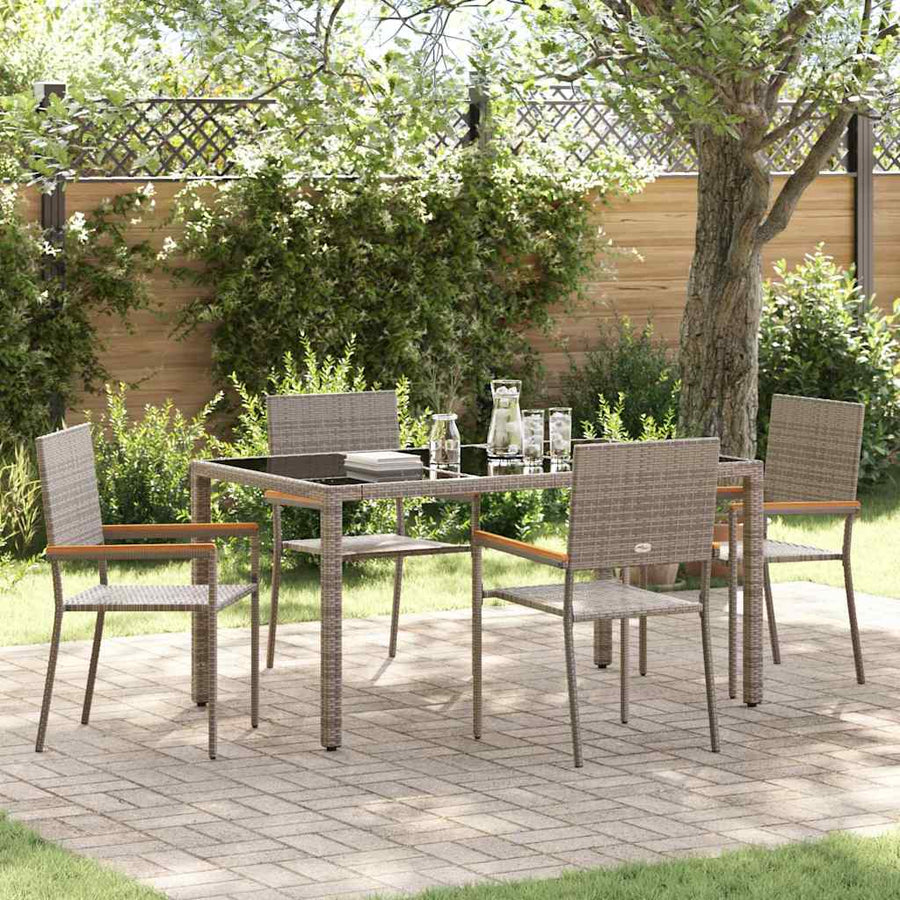 Tuin eettafelset 5 pcs Grijs poly rattan