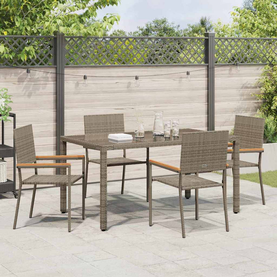 Tuin eettafelset 5 pcs Grijs poly rattan