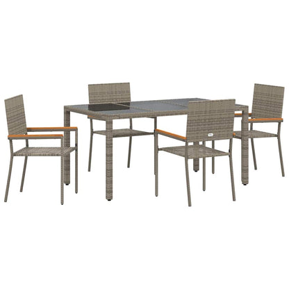 Tuin eettafelset 5 pcs Grijs poly rattan
