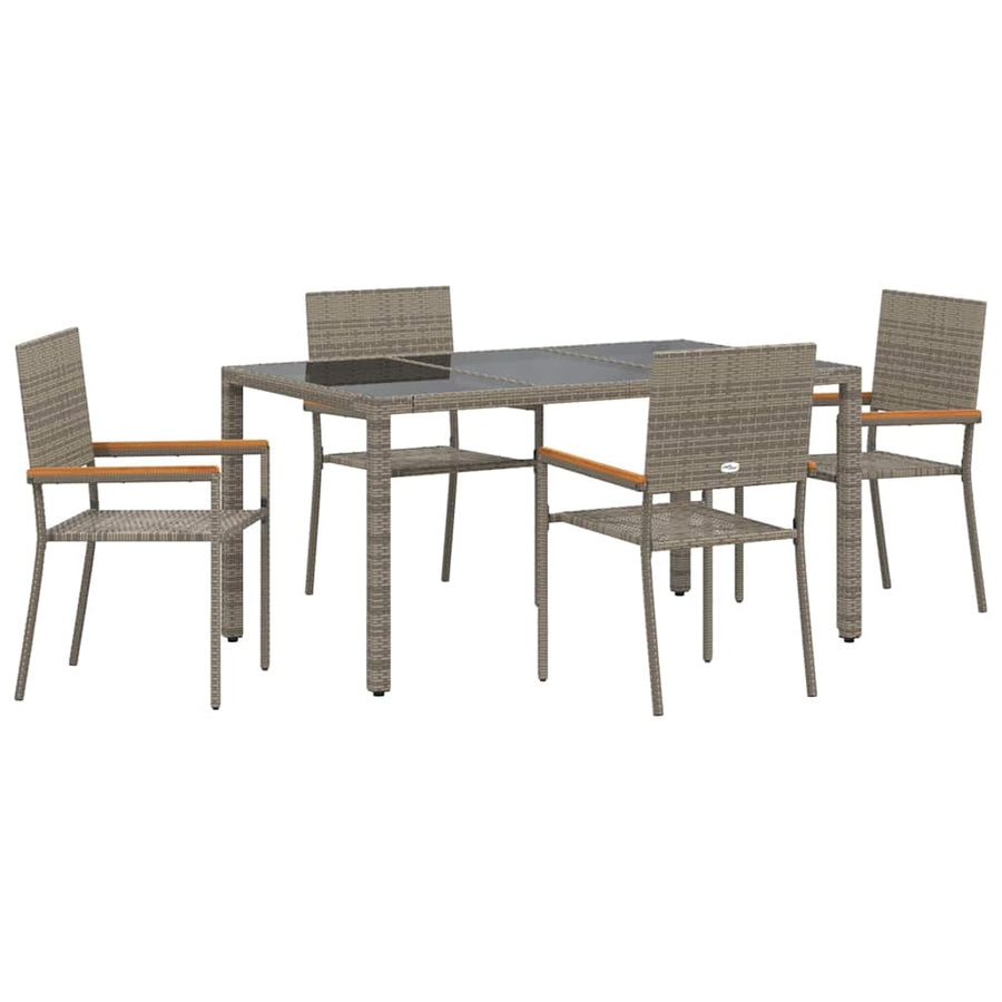 Tuin eettafelset 5 pcs Grijs poly rattan