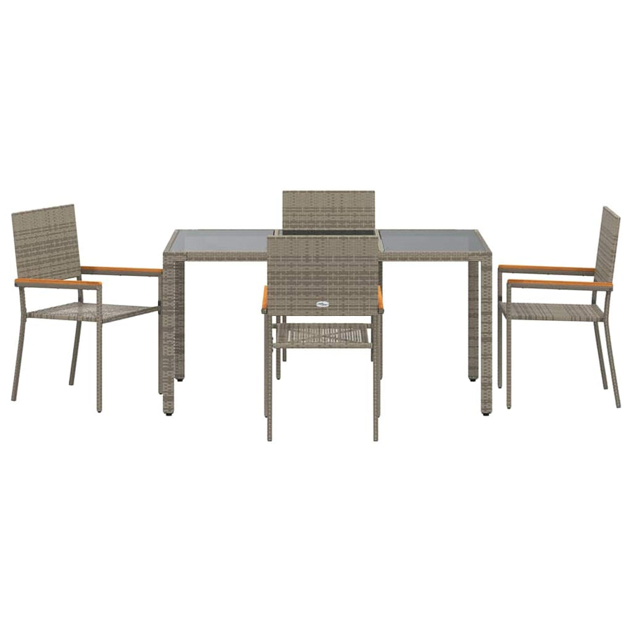 Tuin eettafelset 5 pcs Grijs poly rattan