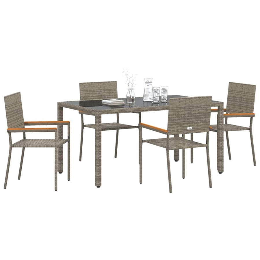 Tuin eettafelset 5 pcs Grijs poly rattan