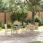 Tuinstafelset poly rattan beige 150x90x75 cm
