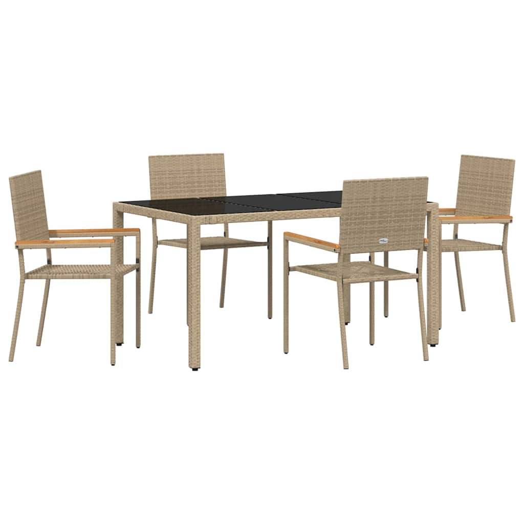 Tuin eettafelset 5 pcs Beige poly rattan