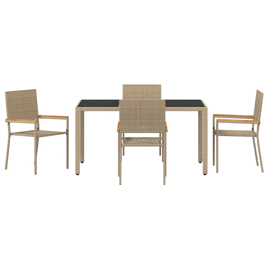 Tuin eettafelset 5 pcs Beige poly rattan