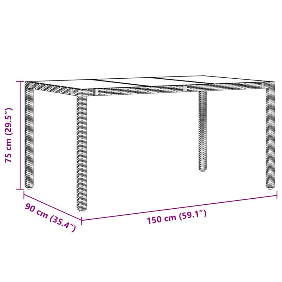 Tuin eettafelset 7 pcs Zwart poly rattan