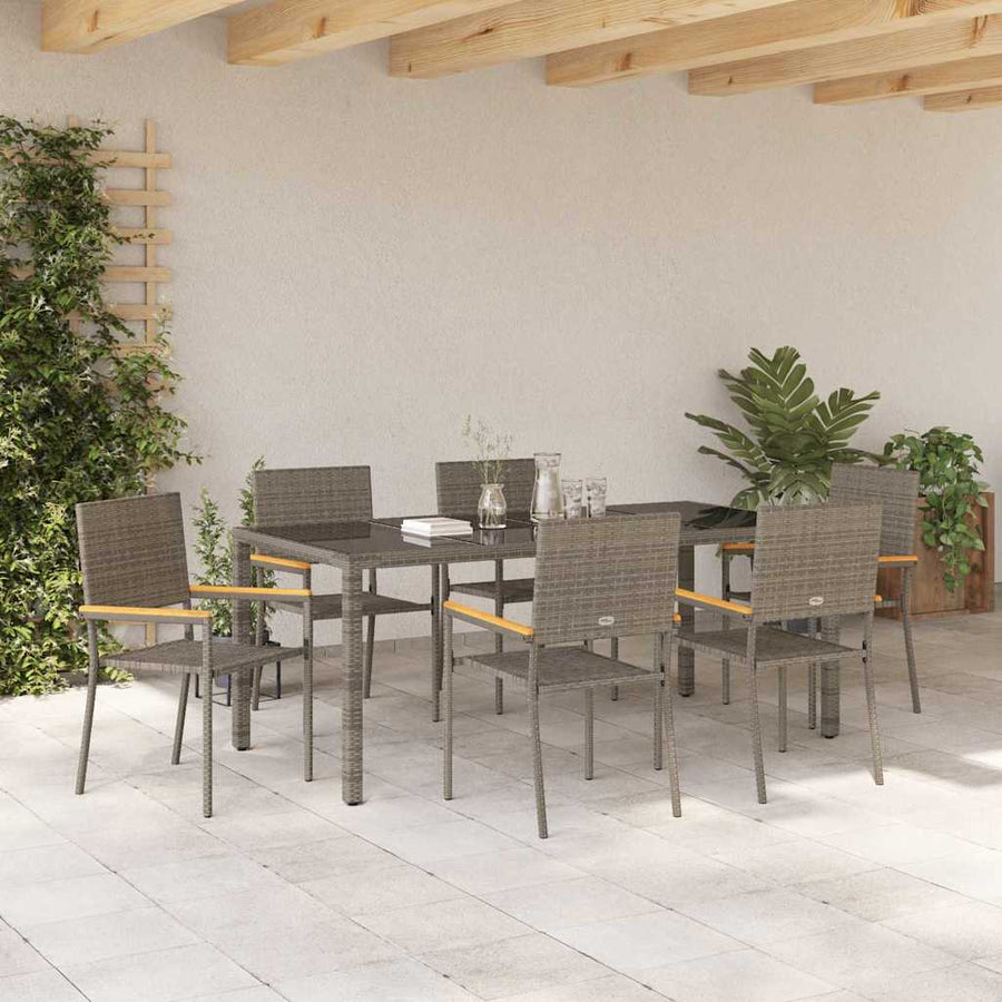 Tuin eettafelset 7 pcs Grijs poly rattan