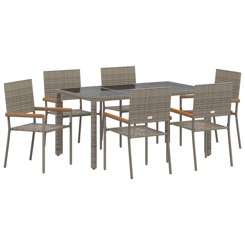 Tuin eettafelset 7 pcs Grijs poly rattan