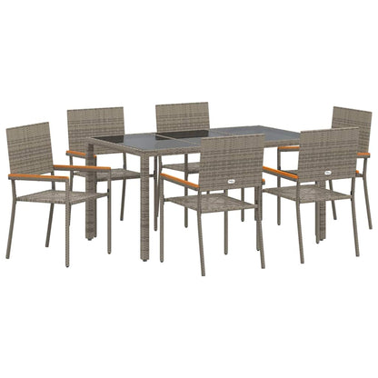 Tuin eettafelset 7 pcs Grijs poly rattan