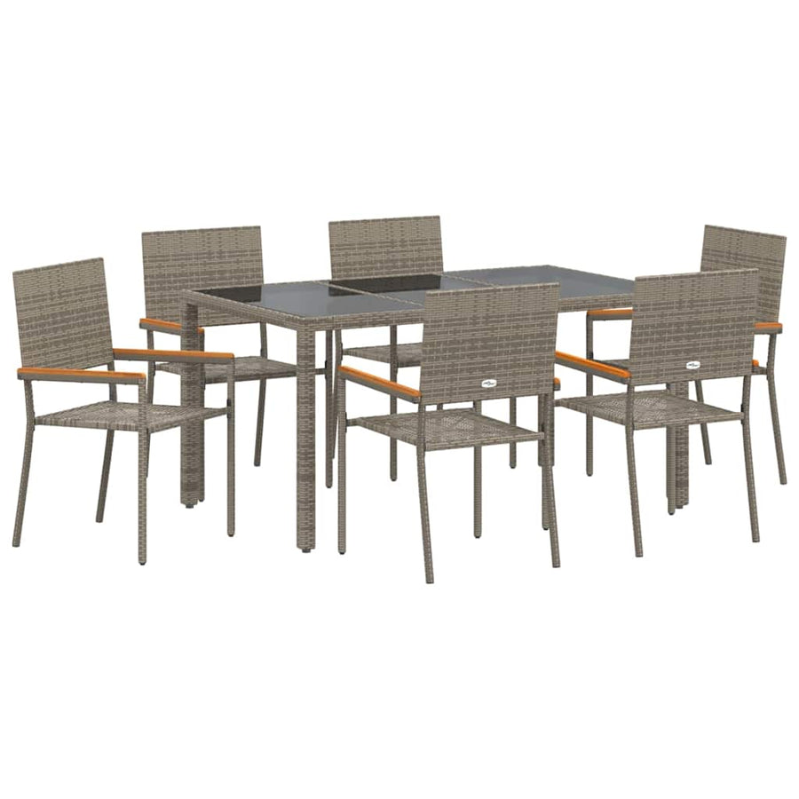 Tuin eettafelset 7 pcs Grijs poly rattan