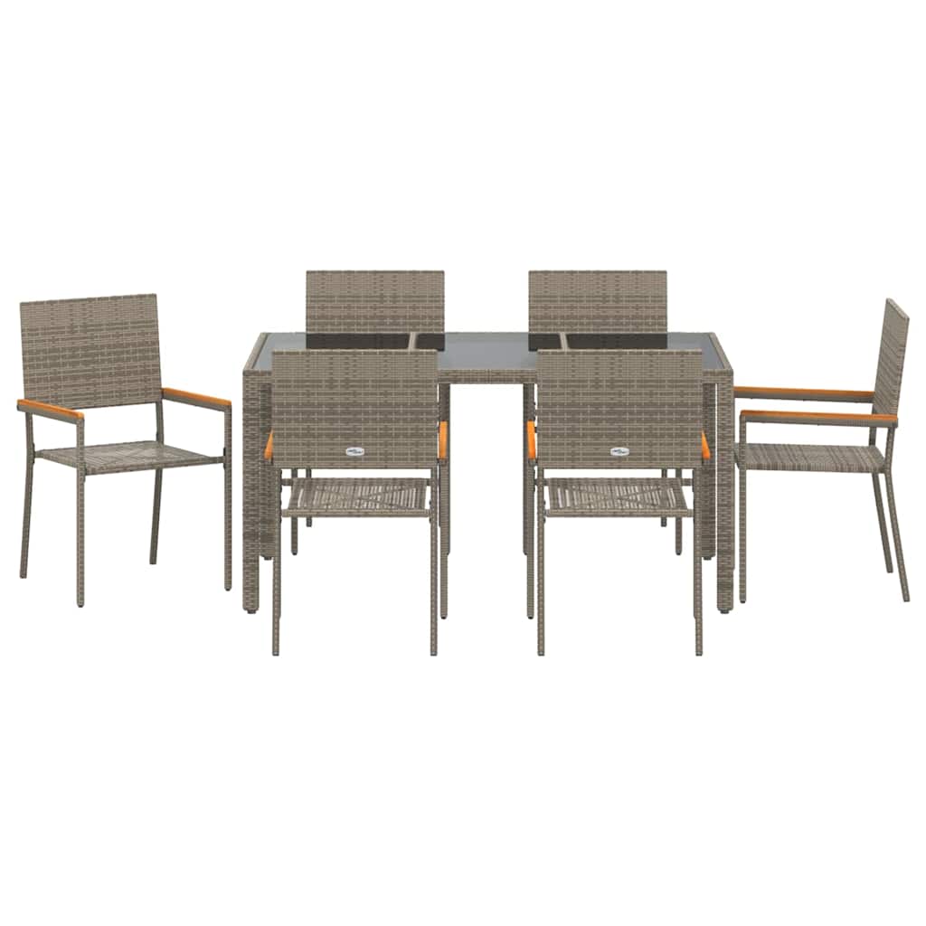 Tuin eettafelset 7 pcs Grijs poly rattan