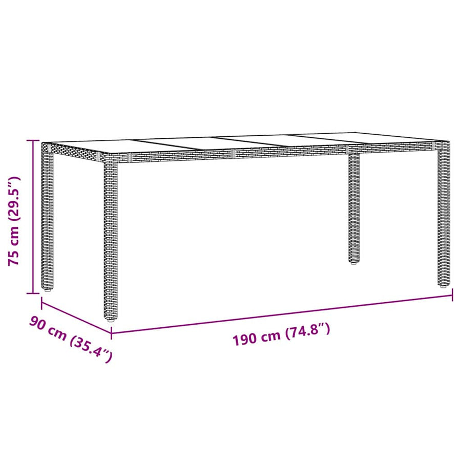 Tuin eettafelset 7 pcs Zwart poly rattan