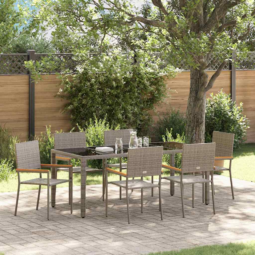 Tuin eettafelset 7 pcs Grijs poly rattan
