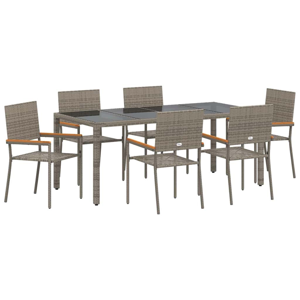 Tuin eettafelset 7 pcs Grijs poly rattan