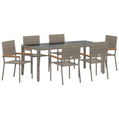 Tuin eettafelset 7 pcs Grijs poly rattan