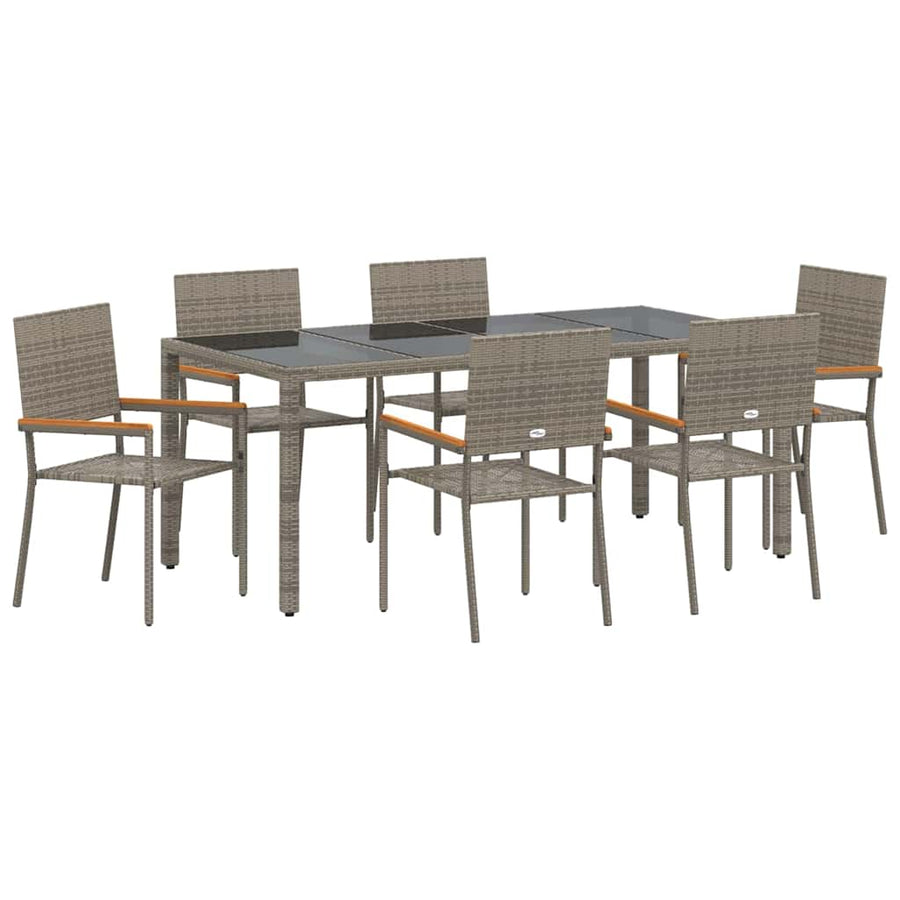 Tuin eettafelset 7 pcs Grijs poly rattan