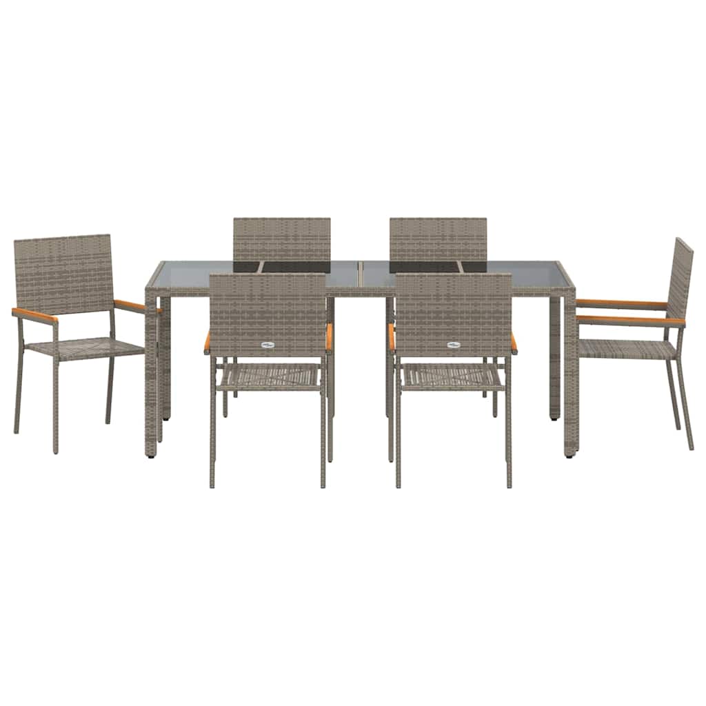 Tuin eettafelset 7 pcs Grijs poly rattan