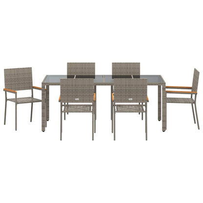 Tuin eettafelset 7 pcs Grijs poly rattan