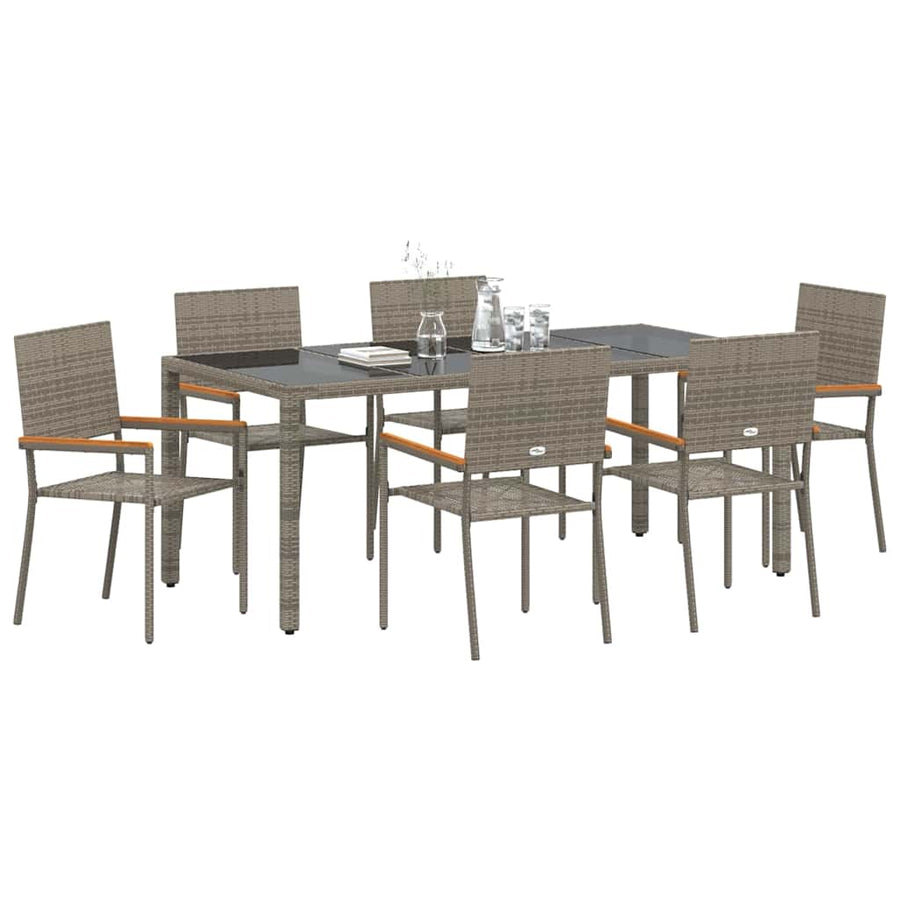 Tuin eettafelset 7 pcs Grijs poly rattan